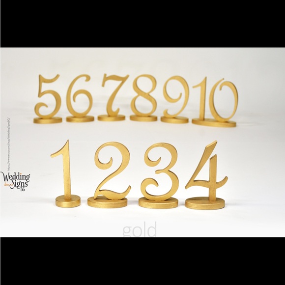 Metallic Gold Wooden Table Number Set 1-12